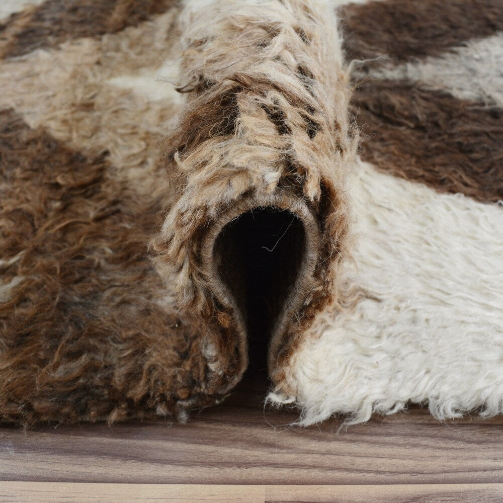Chevron Plush Shaggy Moroccan Runner Rug Handmade Staircase Carpet - 2'7" x 7'9"