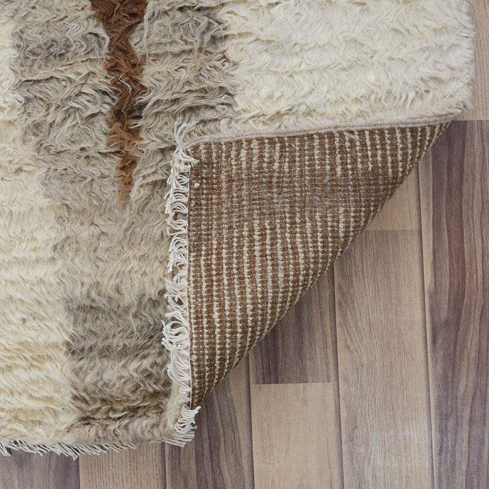 Chevron Plush Shaggy Moroccan Runner Rug Handmade Staircase Carpet - 2'7" x 7'9"