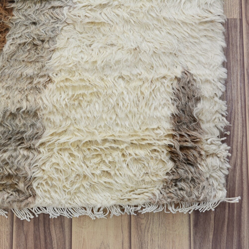 Chevron Plush Shaggy Moroccan Runner Rug Handmade Staircase Carpet - 2'7" x 7'9"