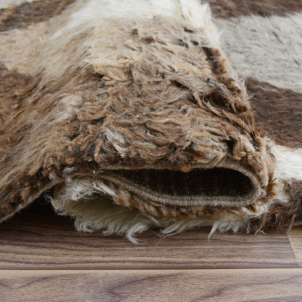 Chevron Plush Shaggy Moroccan Runner Rug Handmade Staircase Carpet - 2'7" x 7'9"