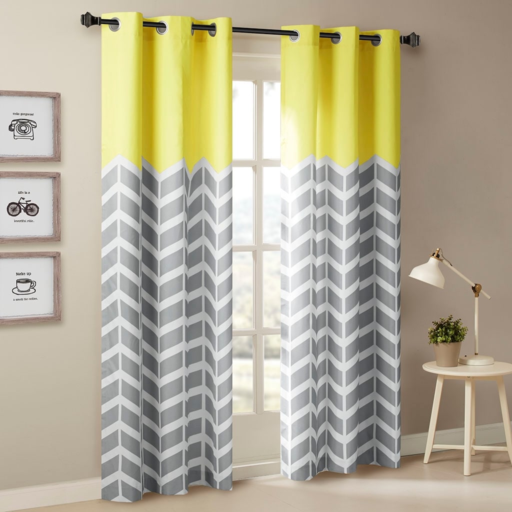 Chevron Printed Room Darkening Grommet Top Panel Pair