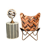 Chevron Tan Hairline Butterfly Chair - 16x29x36