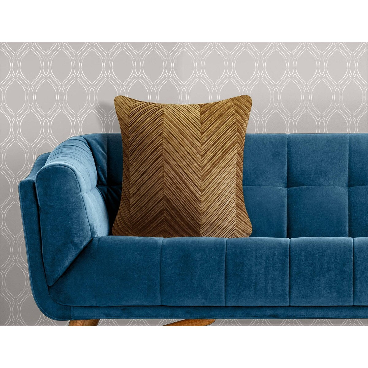 Edie At Home Chevron Velvet Decorative Pillow, Gold