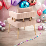 Chic Accent Armchair Leisure Chair Vanity Stool With Ergonomic Backrest
