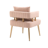 Chic Accent Armchair Leisure Chair Vanity Stool With Ergonomic Backrest