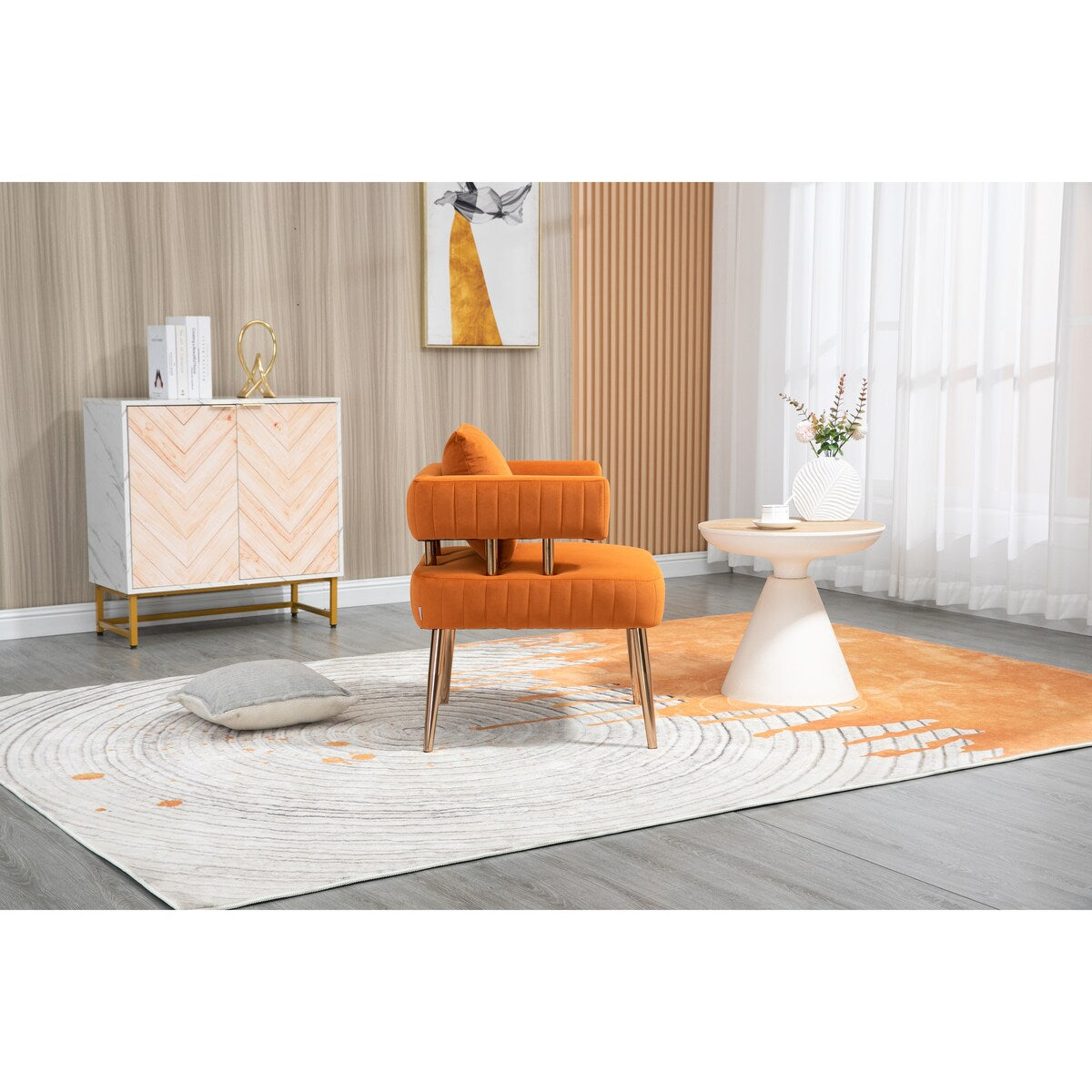 Chic Accent Armchair Leisure Chair Vanity Stool With Ergonomic Backrest