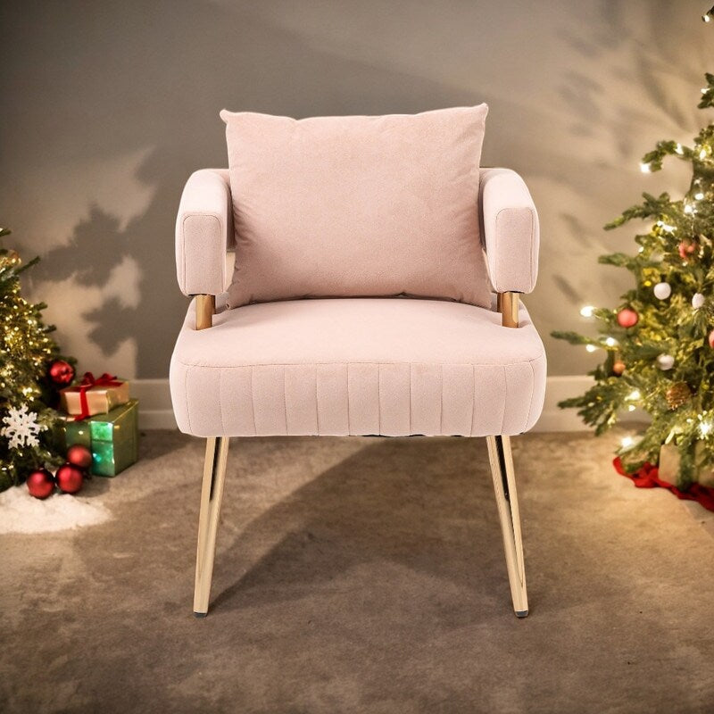 Chic Accent Armchair Leisure Chair Vanity Stool With Ergonomic Backrest