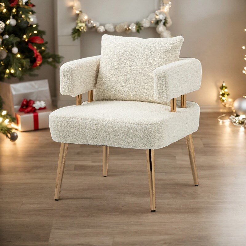 Chic Accent Armchair Leisure Chair Vanity Stool With Ergonomic Backrest