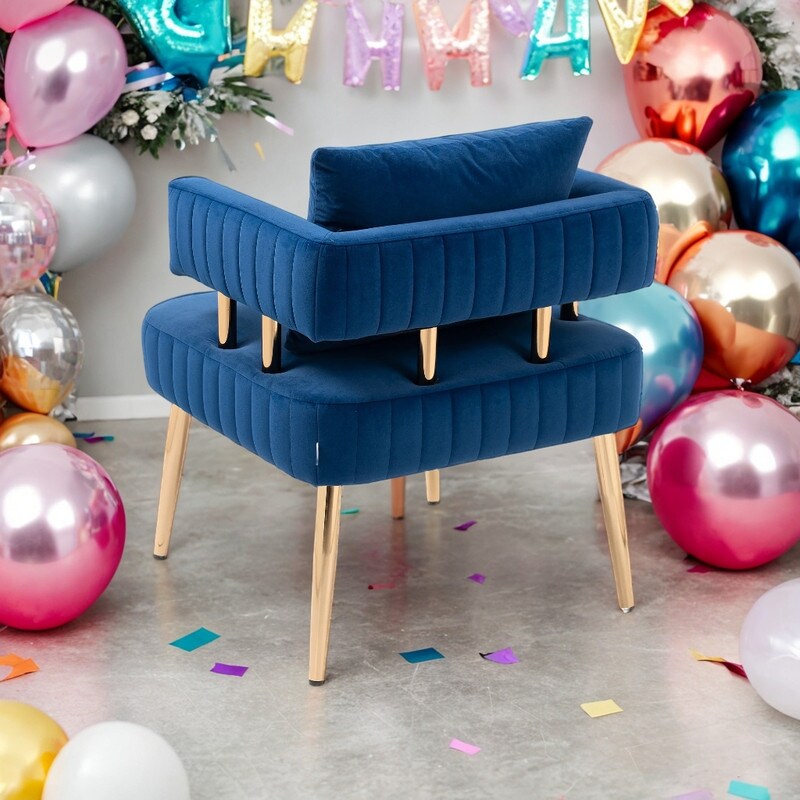 Chic Accent Armchair Leisure Chair Vanity Stool With Ergonomic Backrest