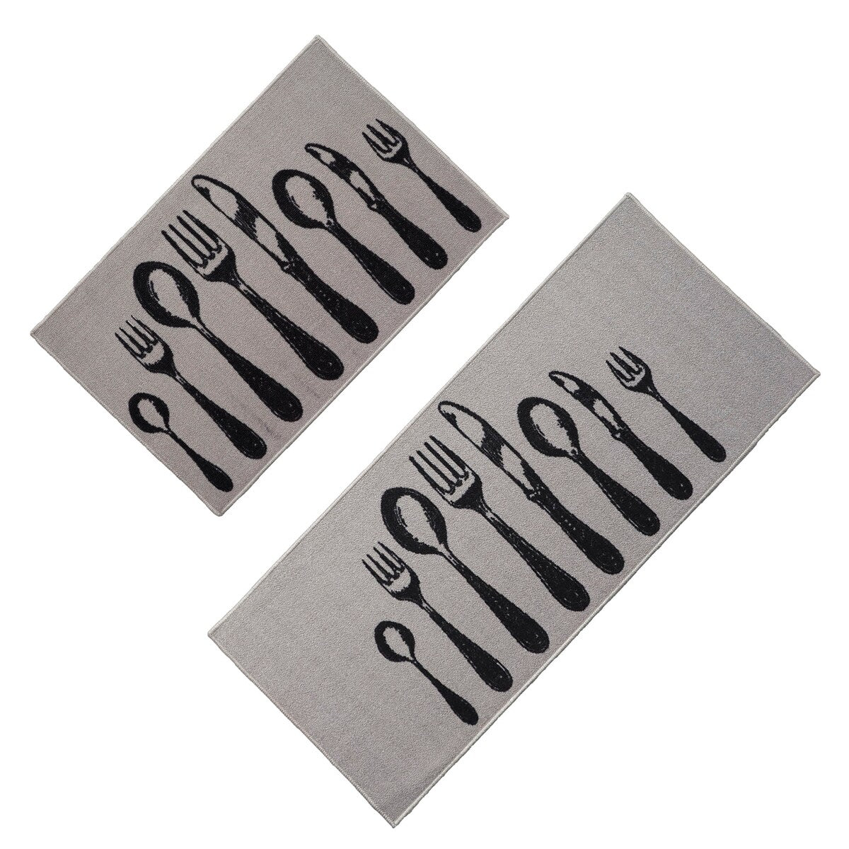 Chic Cutlery Print Wool-Effect Kitchen Mat and Runner Rug
