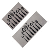 Chic Cutlery Print Wool-Effect Kitchen Mat and Runner Rug