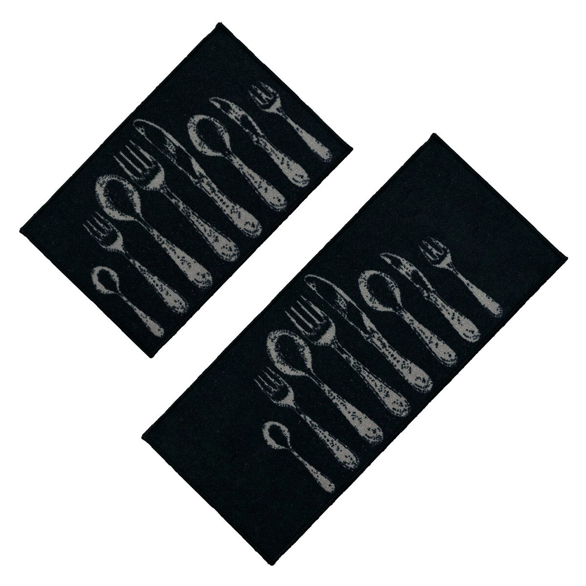 Chic Cutlery Print Wool-Effect Kitchen Mat and Runner Rug