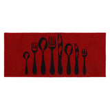 Chic Cutlery Print Wool-Effect Kitchen Mat and Runner Rug