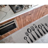 Chic Cutlery Print Wool-Effect Kitchen Mat and Runner Rug