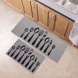 Chic Cutlery Print Wool-Effect Kitchen Mat and Runner Rug