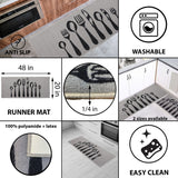 Chic Cutlery Print Wool-Effect Kitchen Mat and Runner Rug