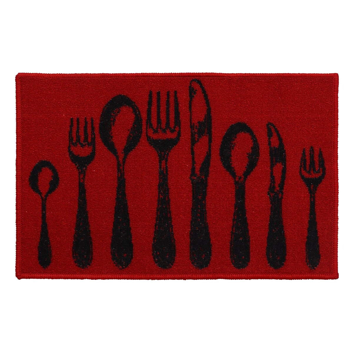 Chic Cutlery Print Wool-Effect Kitchen Mat and Runner Rug