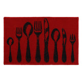 Chic Cutlery Print Wool-Effect Kitchen Mat and Runner Rug