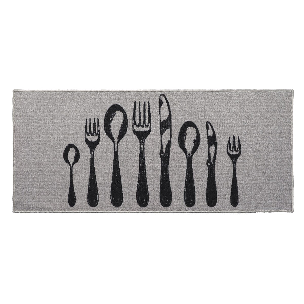 Chic Cutlery Print Wool-Effect Kitchen Mat and Runner Rug