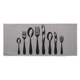 Chic Cutlery Print Wool-Effect Kitchen Mat and Runner Rug