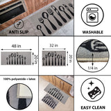 Chic Cutlery Print Wool-Effect Kitchen Mat and Runner Rug