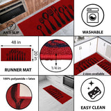 Chic Cutlery Print Wool-Effect Kitchen Mat and Runner Rug