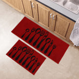 Chic Cutlery Print Wool-Effect Kitchen Mat and Runner Rug