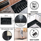 Chic Cutlery Print Wool-Effect Kitchen Mat and Runner Rug