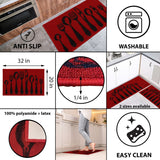 Chic Cutlery Print Wool-Effect Kitchen Mat and Runner Rug