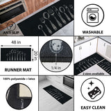 Chic Cutlery Print Wool-Effect Kitchen Mat and Runner Rug