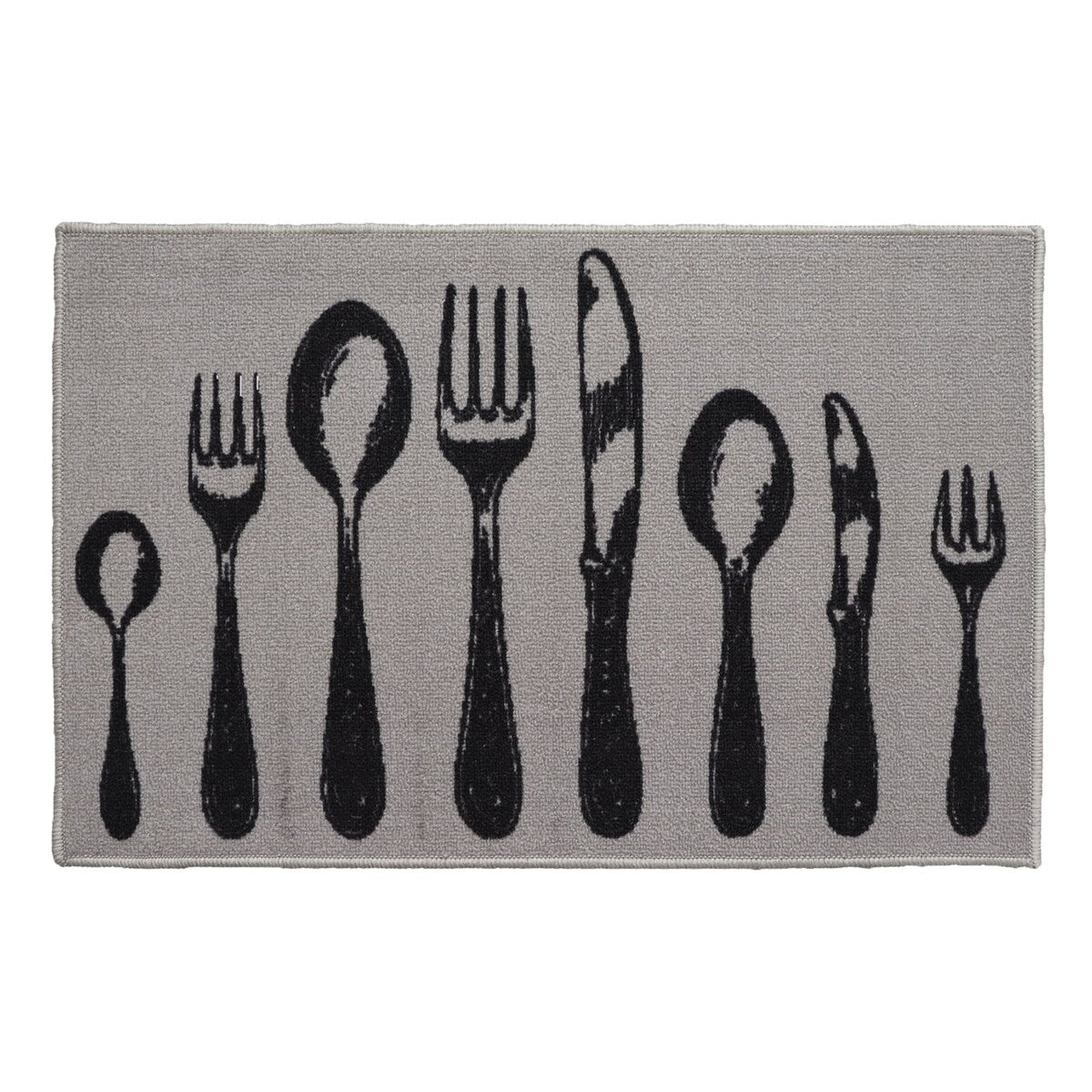 Chic Cutlery Print Wool-Effect Kitchen Mat and Runner Rug