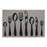 Chic Cutlery Print Wool-Effect Kitchen Mat and Runner Rug