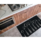 Chic Cutlery Print Wool-Effect Kitchen Mat and Runner Rug