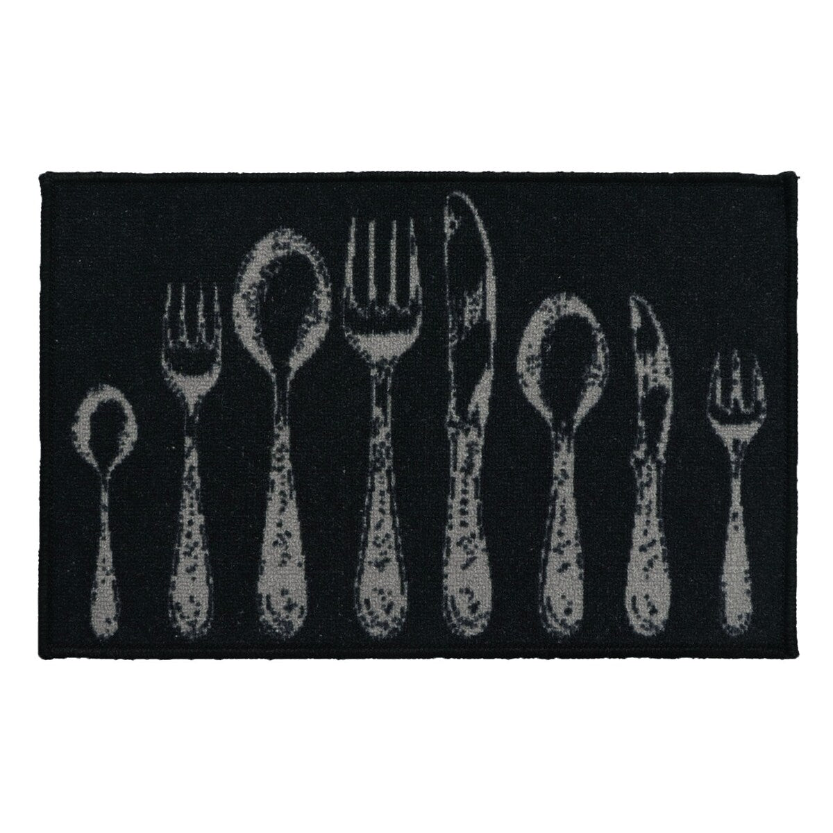 Chic Cutlery Print Wool-Effect Kitchen Mat and Runner Rug