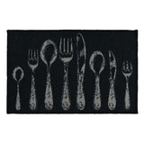 Chic Cutlery Print Wool-Effect Kitchen Mat and Runner Rug