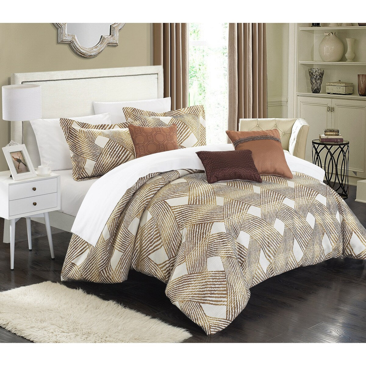 Chic Home Antoinette Gold Jacquard 10-piece Bed-in-a-Bag Set