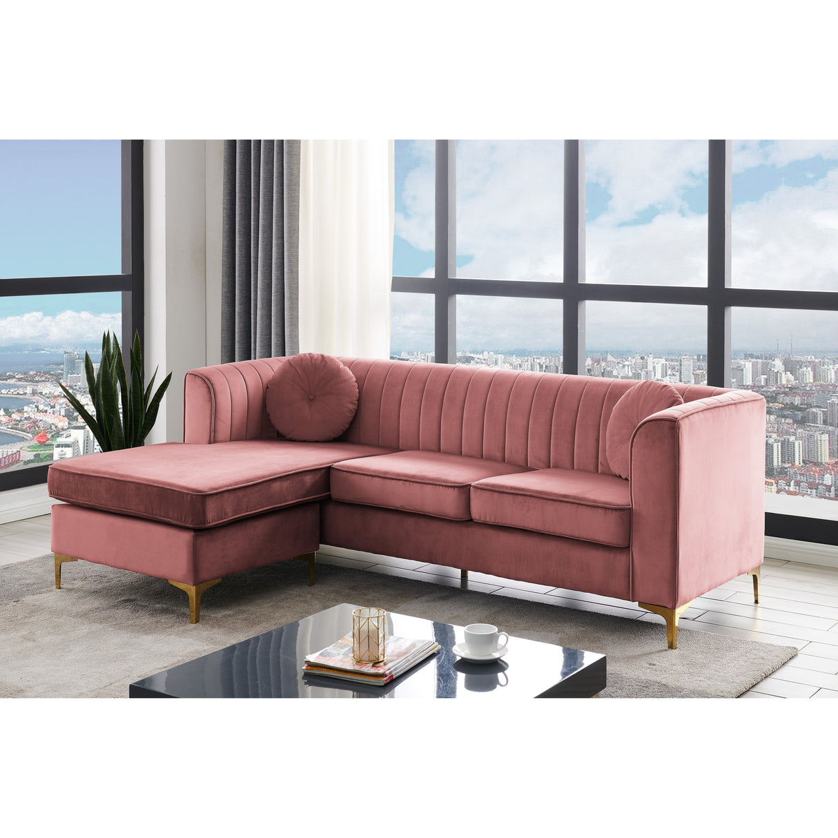 Chic Home Britannia Velvet Upholstered Modular Sectional Sofa
