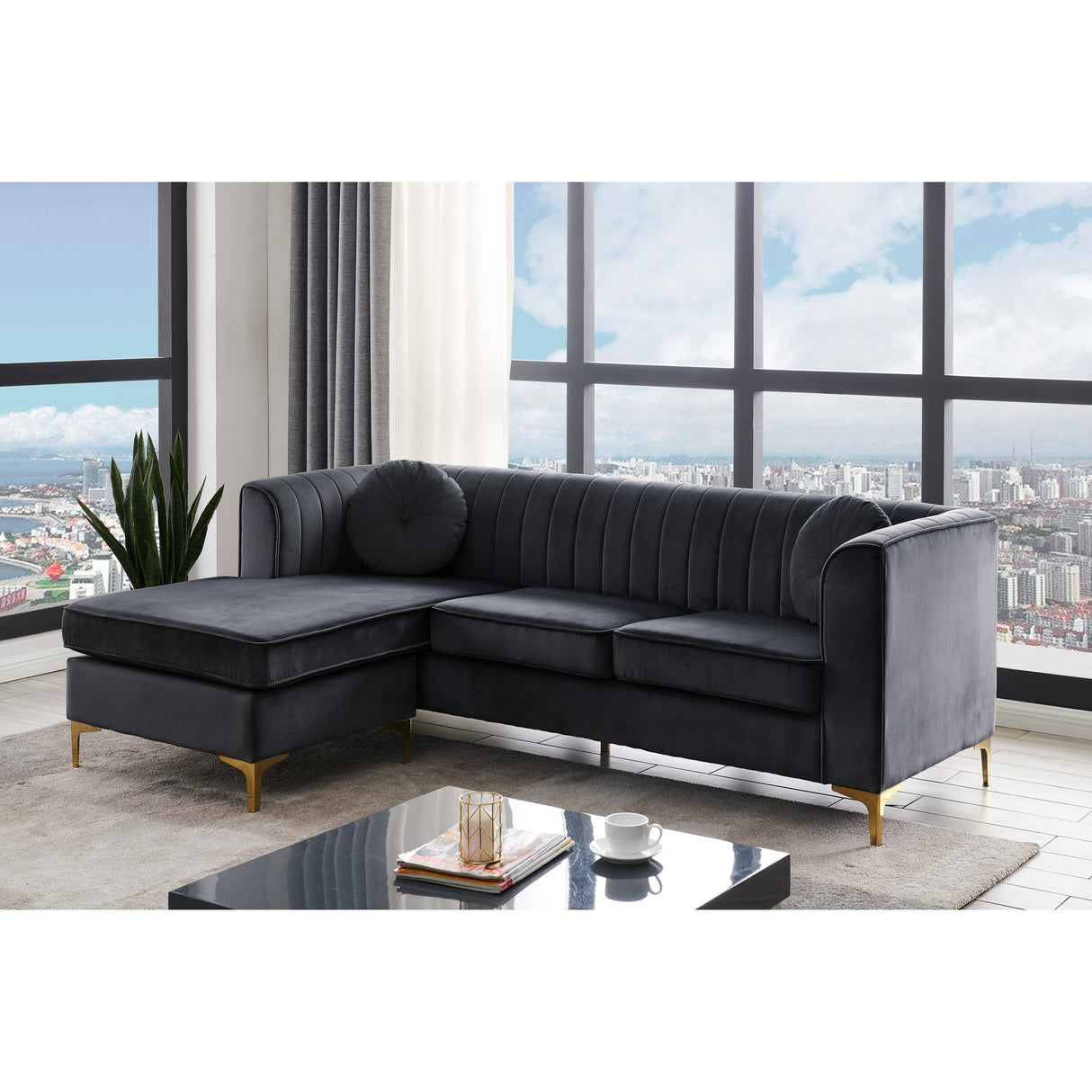 Chic Home Britannia Velvet Upholstered Modular Sectional Sofa