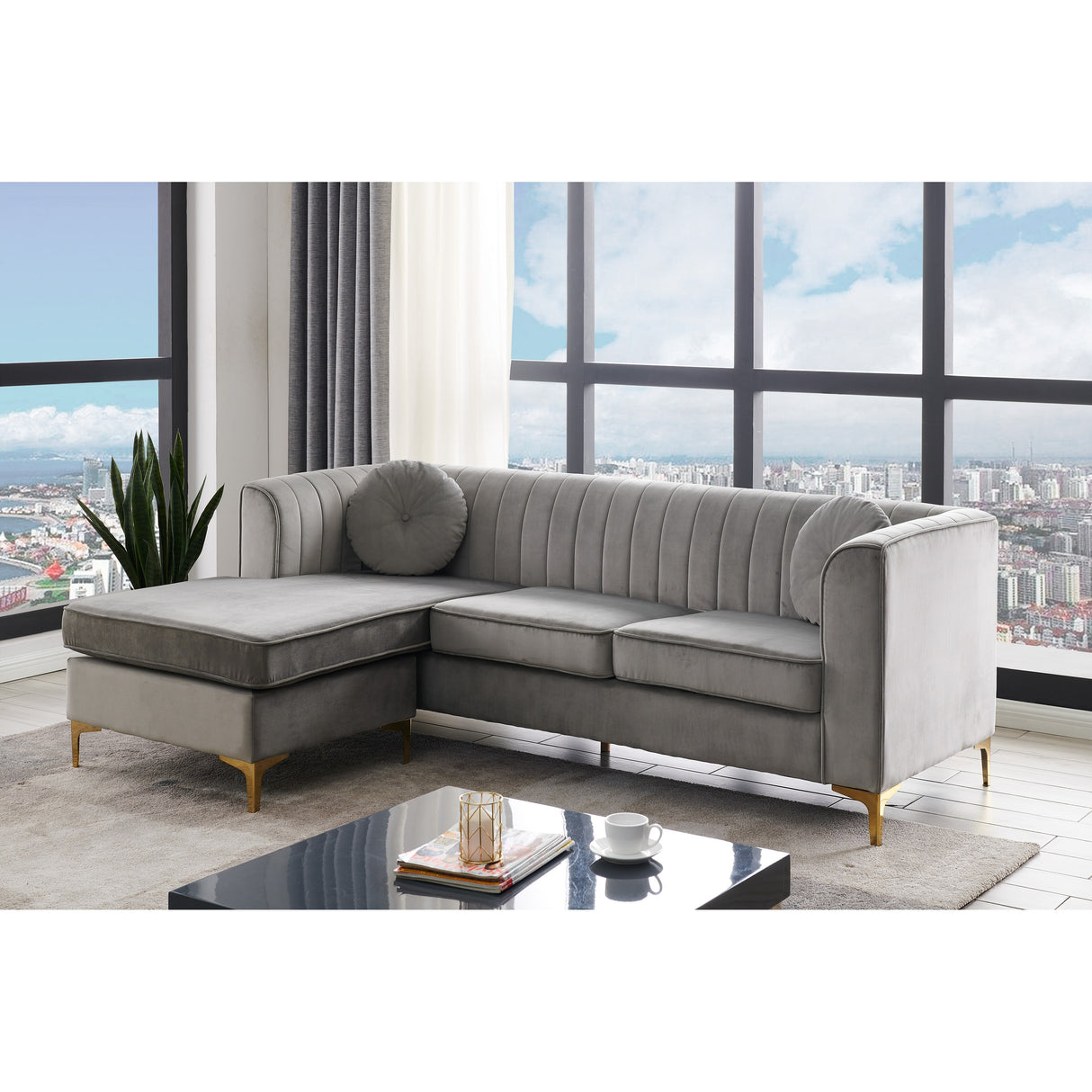Chic Home Britannia Velvet Upholstered Modular Sectional Sofa