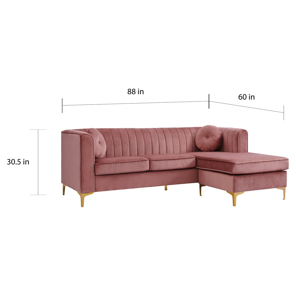 Chic Home Britannia Velvet Upholstered Modular Sectional Sofa