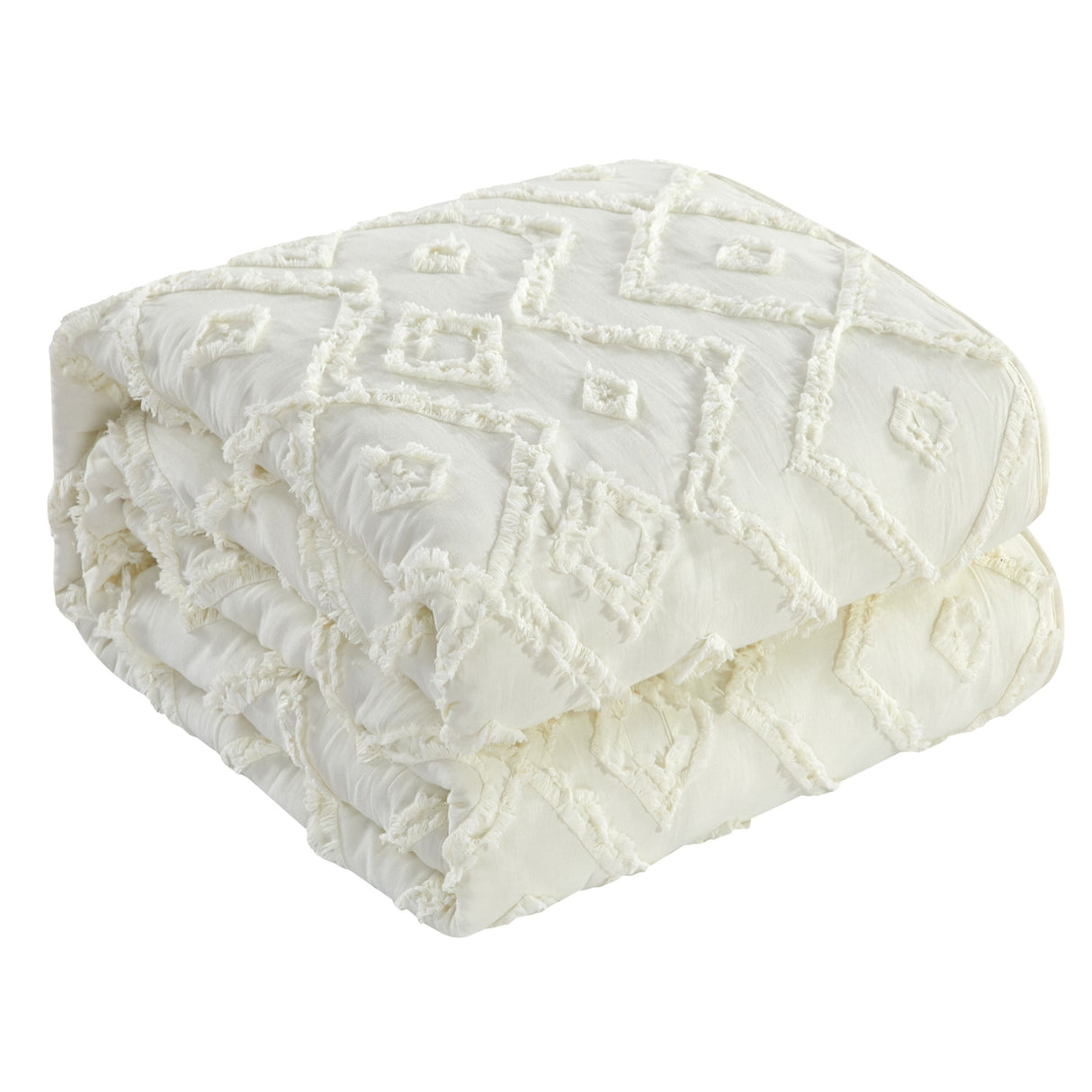 Chic Home Kade 7 Piece Clip Jacquard Cotton Shell With Textured Geometric Pattern Quilt Set