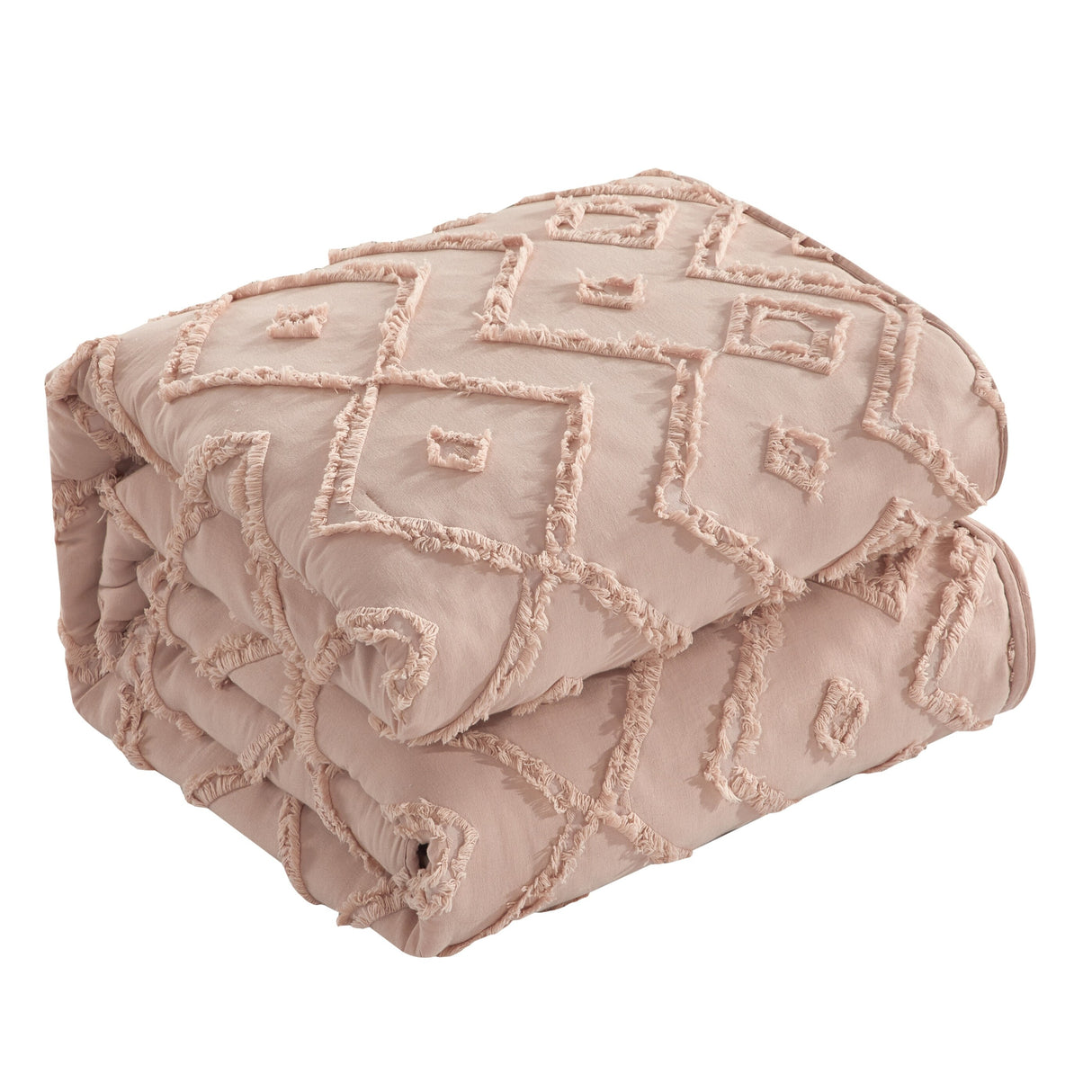 Chic Home Kade 7 Piece Clip Jacquard Cotton Shell With Textured Geometric Pattern Quilt Set