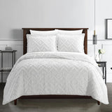 Chic Home Kade 7 Piece Clip Jacquard Cotton Shell With Textured Geometric Pattern Quilt Set