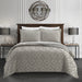 Chic Home Kade 7 Piece Clip Jacquard Cotton Shell With Textured Geometric Pattern Quilt Set