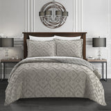 Chic Home Kade 7 Piece Clip Jacquard Cotton Shell With Textured Geometric Pattern Quilt Set