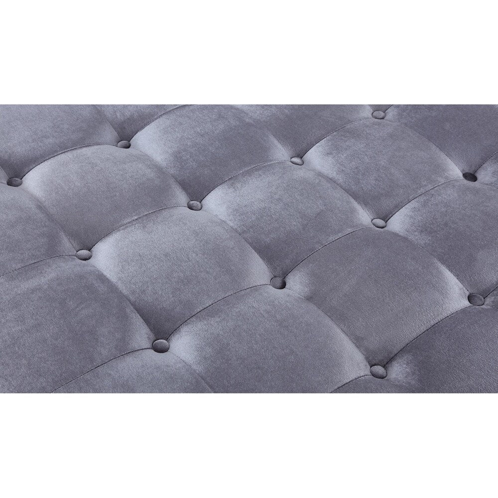 Chic Home Samson Clear Acrylic Legs Velvet Button-tufted Ottoman