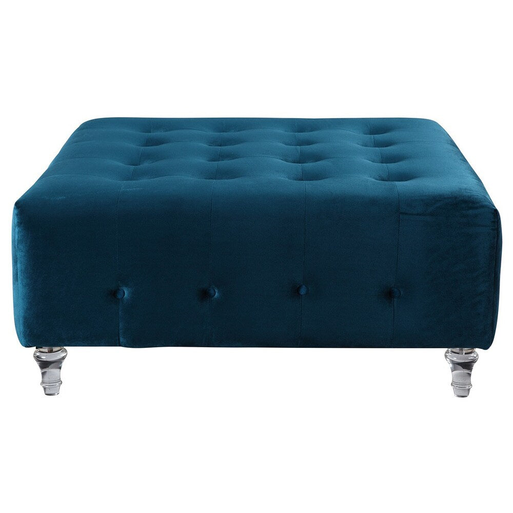 Chic Home Samson Clear Acrylic Legs Velvet Button-tufted Ottoman
