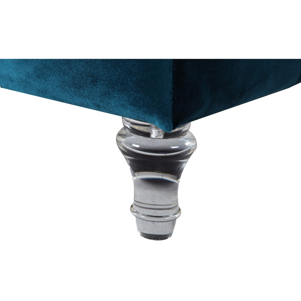 Chic Home Samson Clear Acrylic Legs Velvet Button-tufted Ottoman