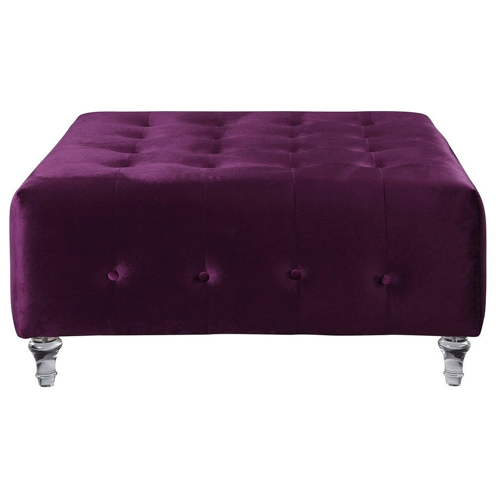 Chic Home Samson Clear Acrylic Legs Velvet Button-tufted Ottoman