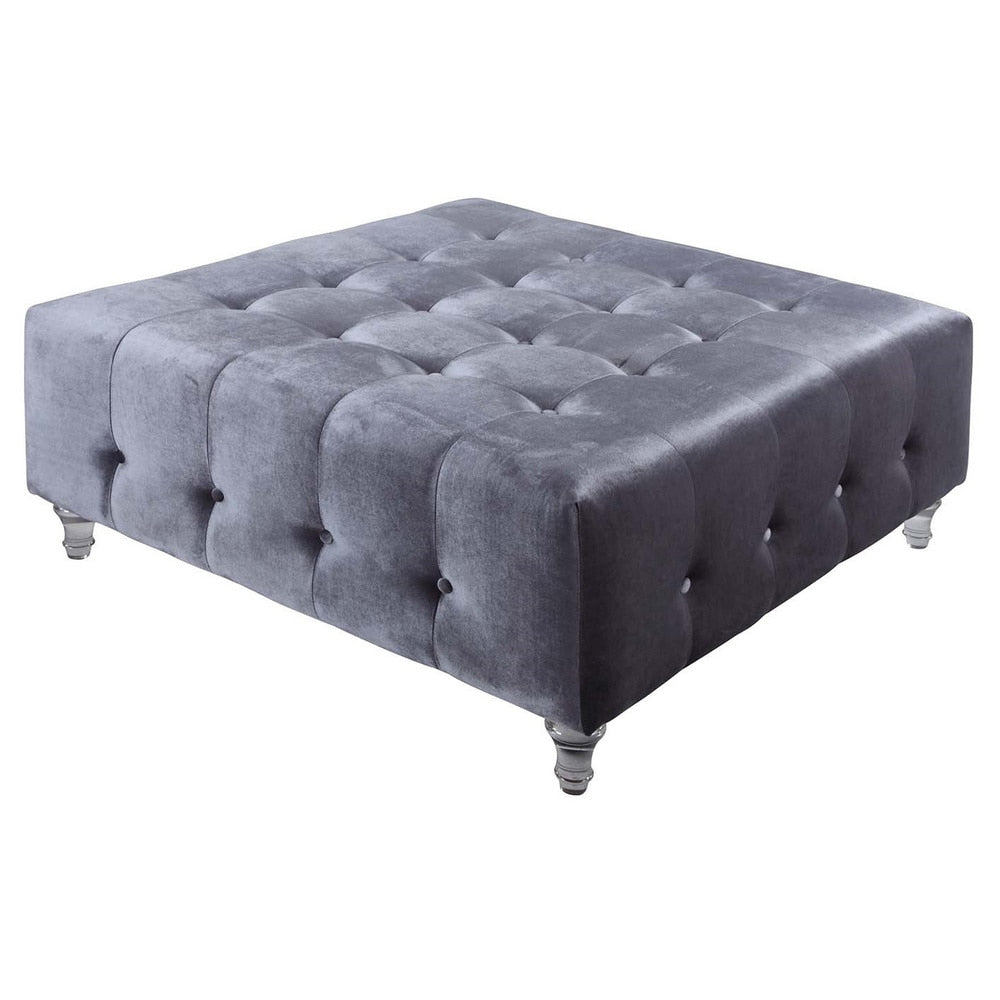 Chic Home Samson Clear Acrylic Legs Velvet Button-tufted Ottoman